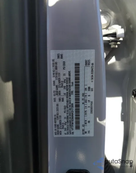 2022 Ford F150 Supercrew из США, поврежденный, VIN 1FTFW1E88NKD17209